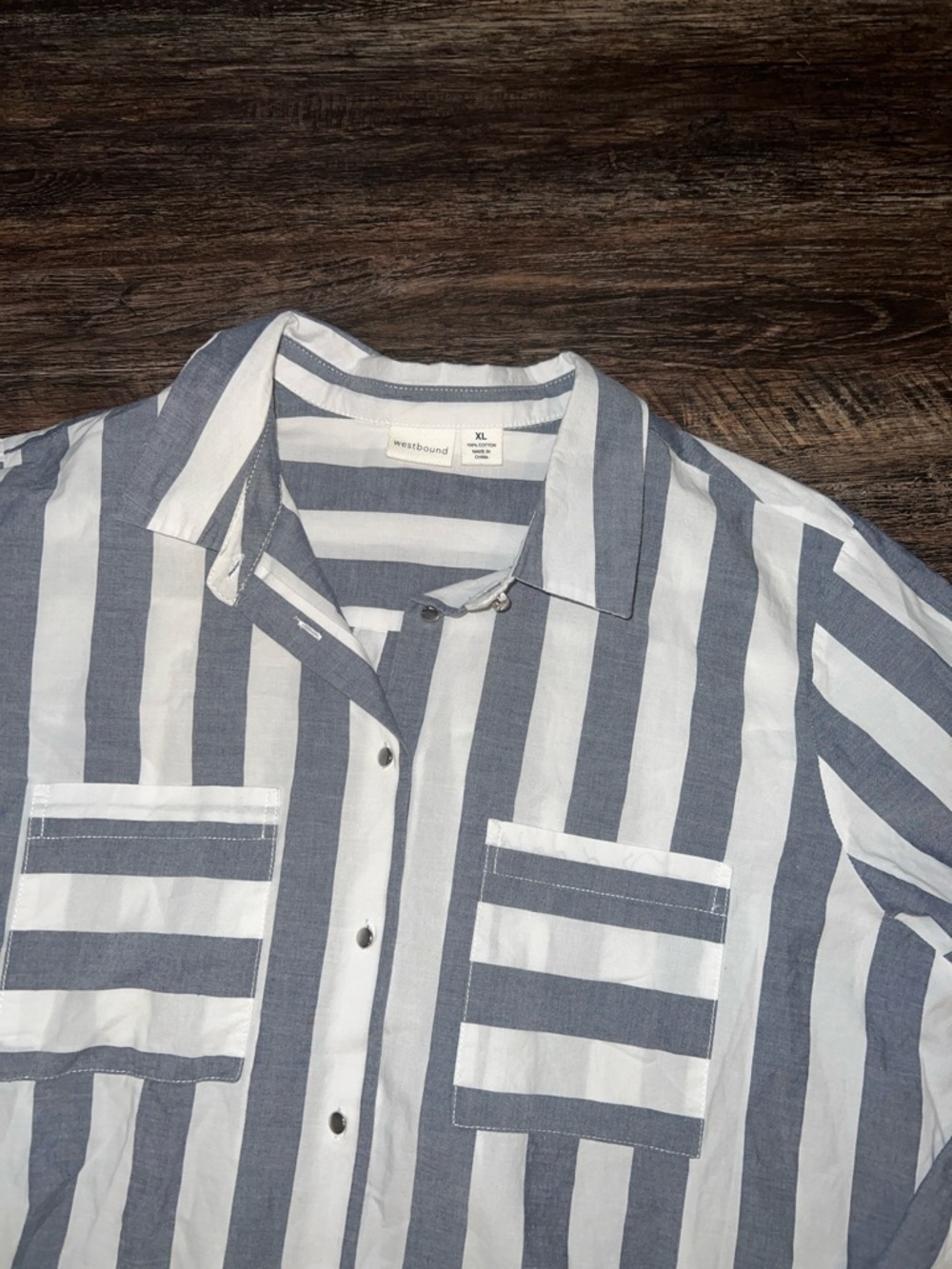 Westbound Blue and White Striped Button-Down Shirt - Picture 3 of 5